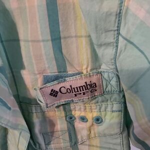 Columbia PFG Boys Green and Yellow Plaid Shirt
